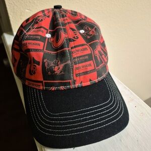 True Religion Red and Black Graphic Cap